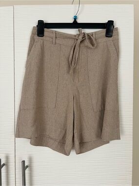 Universal Thread Beige Linen-Blend Shorts with Drawstring